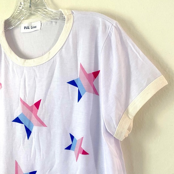 Red White blue star Short sleeve graphic print short sleeve tee, NEW!🇺🇸 - Picture 6 of 14